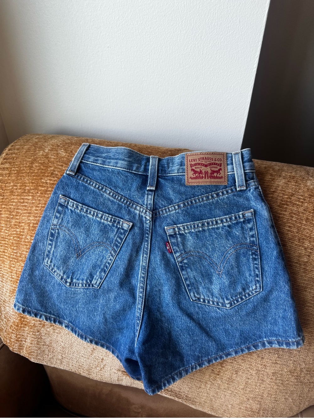 Levi's Vintage-Style Blue High Waisted Mom Denim Shorts